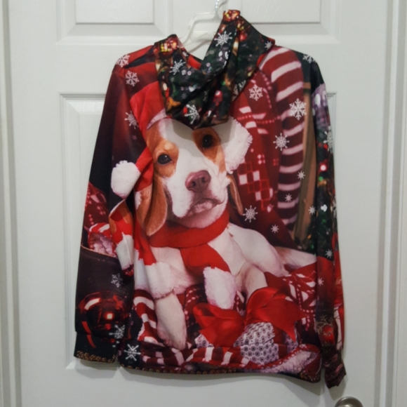 Adult Unisex Holiday Pullover Beagle Hoody Small - Picture 2 of 3